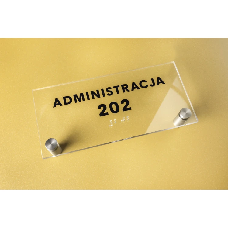 Tabliczka z plexi z numeracją i pismem Braille'a - wym. 160x75mm - TAB273