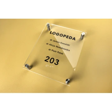 Tabliczka z plexi z numeracją i pismem Braille'a - wym. 160x200mm - TAB274