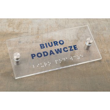Tabliczka z plexi z numeracją i pismem Braille'a - wym. 160x75mm - TAB427 