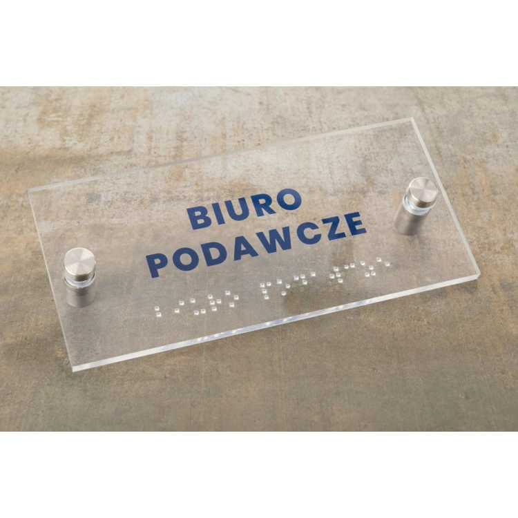 Tabliczka z plexi z numeracją i pismem Braille'a - wym. 160x75mm - TAB427 