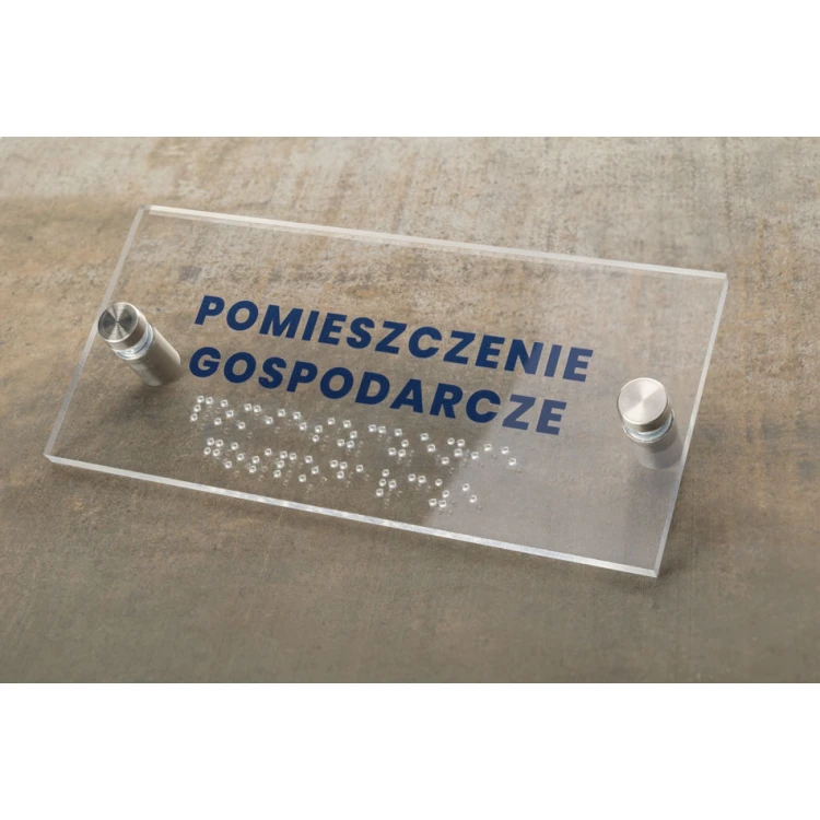 Tabliczka z plexi z numeracją i pismem Braille'a - wym. 160x75mm - TAB428
