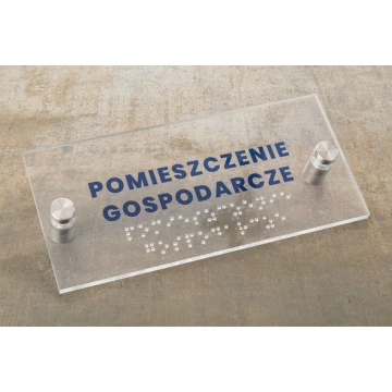 Tabliczka z plexi z numeracją i pismem Braille'a - wym. 160x75mm - TAB428