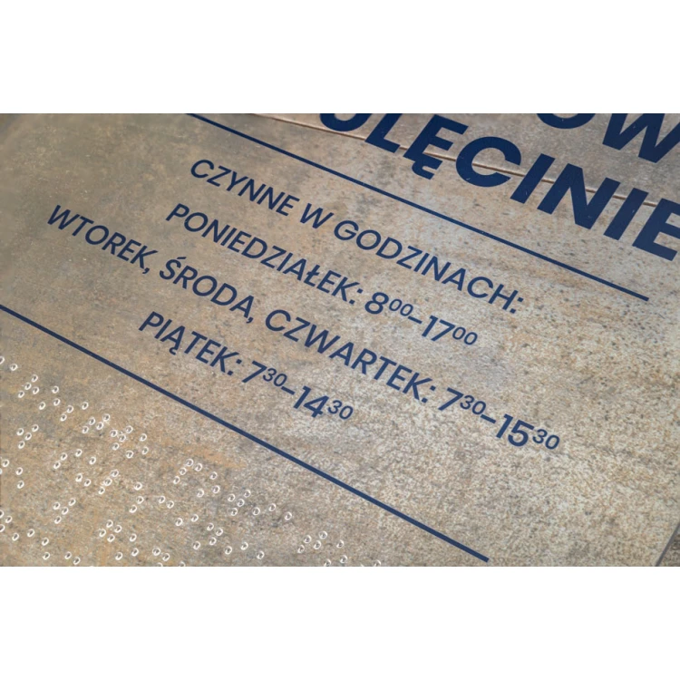 Tabliczka z plexi z dowolnym tekstem i  pismem Braille'a - wym. 210x297mm (A4) - TAB430 