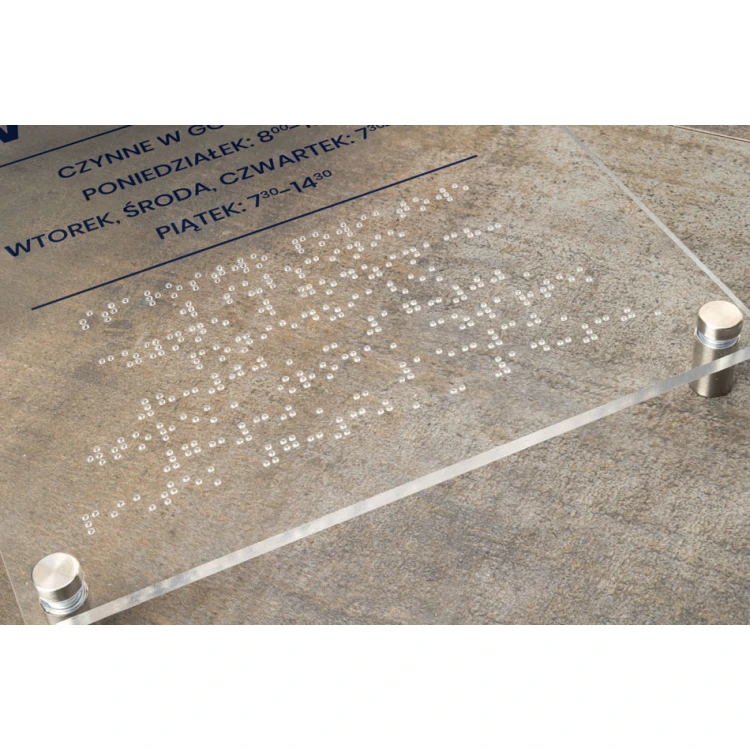 Tabliczka z plexi z dowolnym tekstem i  pismem Braille'a - wym. 210x297mm (A4) - TAB430 