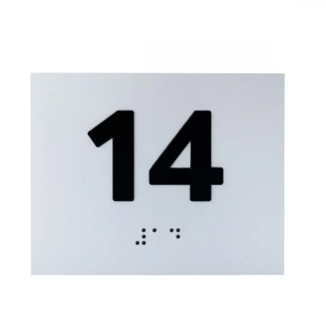 Tabliczka z wypukłą numeracją i pismem Braille'a  - laminat srebrny - wym. 100x80mm - TAB507