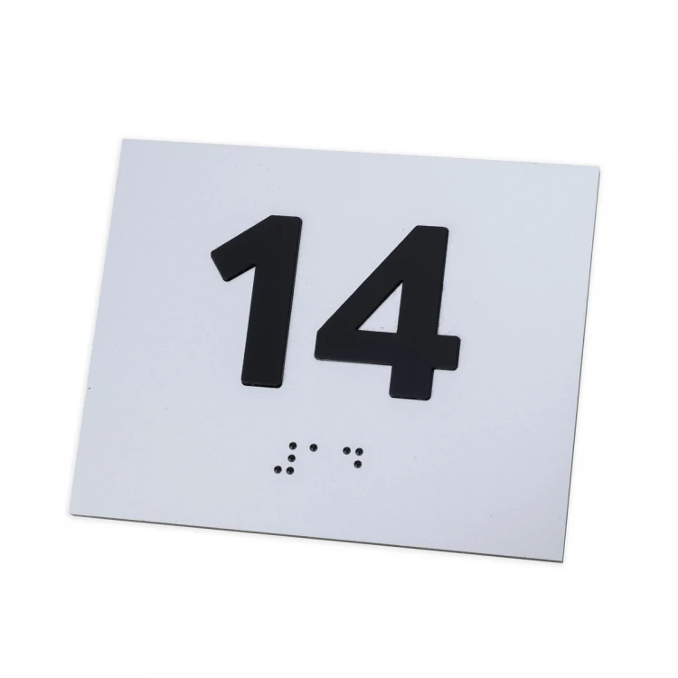 Tabliczka z wypukłą numeracją i pismem Braille'a  - laminat srebrny - wym. 100x80mm - TAB507