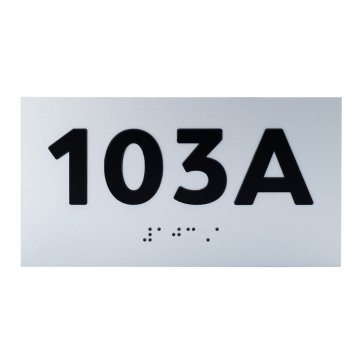 Tabliczka z wypukłą numeracją i pismem Braille'a  - laminat srebrny - wym. 150x80mm - TAB508