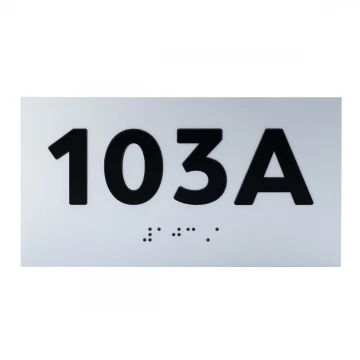 Tabliczka z wypukłą numeracją i pismem Braille'a  - laminat srebrny - wym. 150x80mm - TAB508