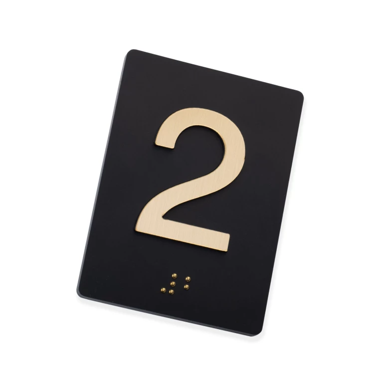 Tabliczka z wypukłą numeracją i pismem Braille'a  - akryl czarny mat - wym. 50x68mm - TAB537