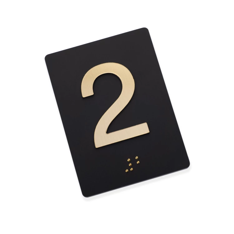 Tabliczka z wypukłą numeracją i pismem Braille'a  - akryl czarny mat - wym. 50x68mm - TAB537