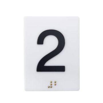 Tabliczka z wypukłą numeracją i pismem Braille'a  - akryl biały mat - wym. 50x68mm - TAB538