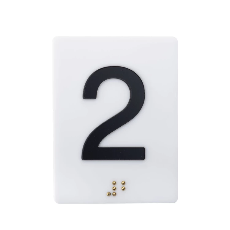 Tabliczka z wypukłą numeracją i pismem Braille'a  - akryl biały mat - wym. 50x68mm - TAB538