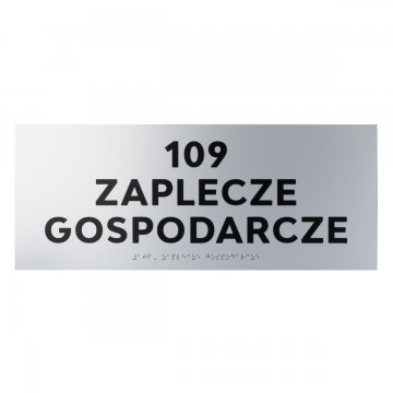 Tabliczka z wypukłymi literami i pismem Braille'a - laminat srebrny - wym. 500x200mm - TAB500 