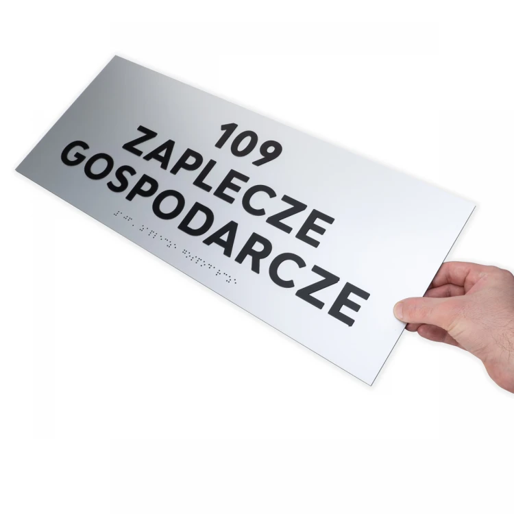 Tabliczka z wypukłymi literami i pismem Braille'a - laminat srebrny - wym. 500x200mm - TAB500 