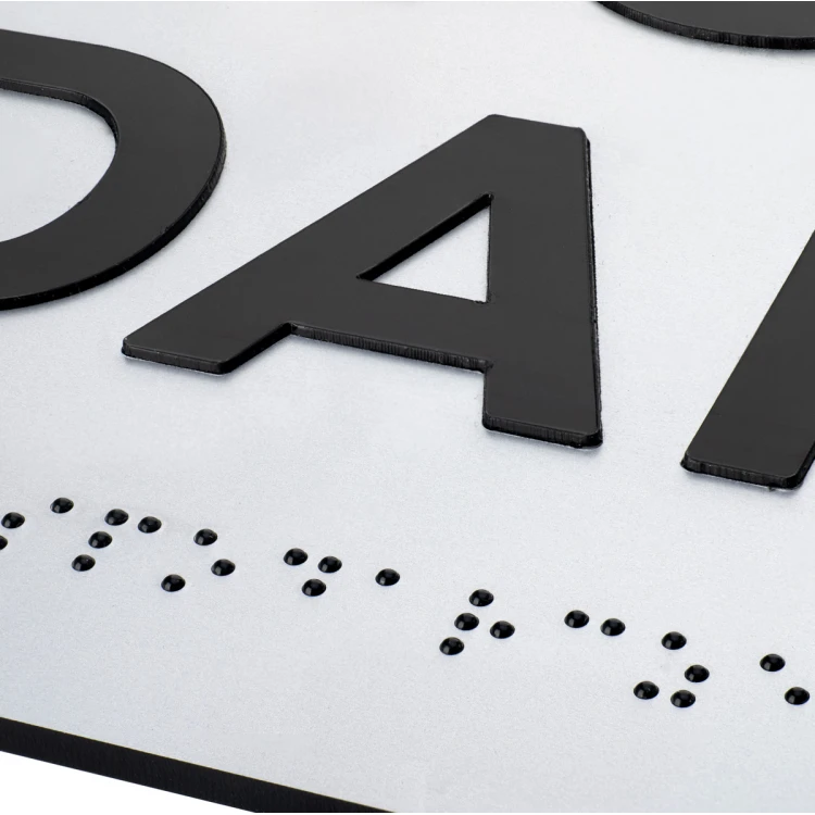 Tabliczka z wypukłymi literami i pismem Braille'a - laminat srebrny - wym. 500x200mm - TAB500 