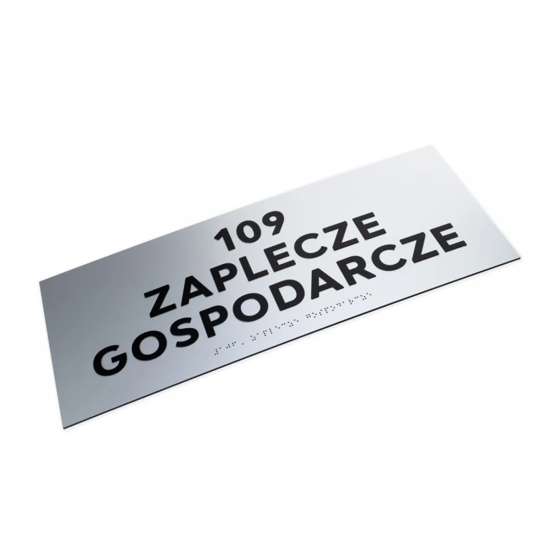 Tabliczka z wypukłymi literami i pismem Braille'a - laminat srebrny - wym. 500x200mm - TAB500 