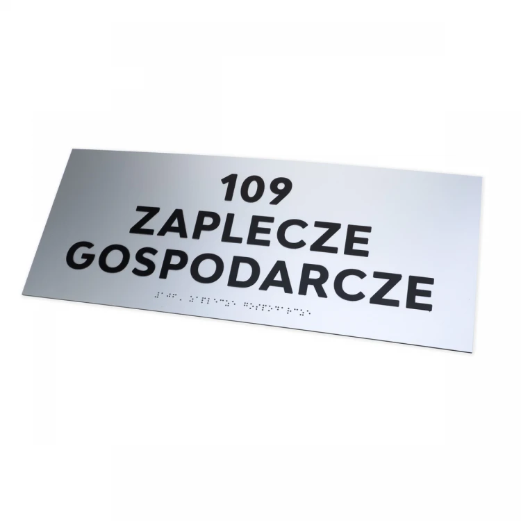 Tabliczka z wypukłymi literami i pismem Braille'a - laminat srebrny - wym. 500x200mm - TAB500 