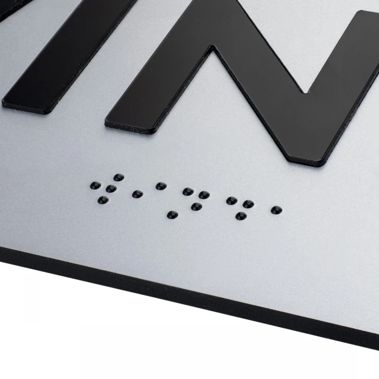 Tabliczka z wypukłymi literami i pismem Braille'a - Winda - laminat srebrny - wym. 250x150mm - TAB501