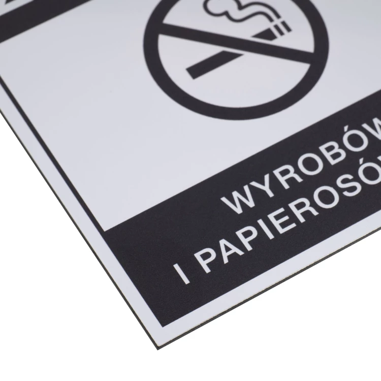 Srebrna tabliczka zakaz palenia papierosów - nadruk UV - wym. 160x110mm - Z013