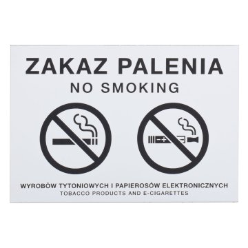 Biała tabliczka zakaz palenia papierosów - grawer laserem - wym. 160x110mm - Z014