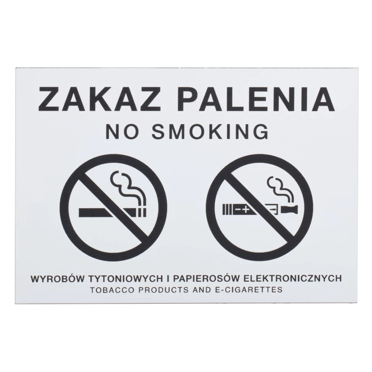 Biała tabliczka zakaz palenia papierosów - grawer laserem - wym. 160x110mm - Z014