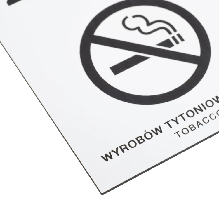Biała tabliczka zakaz palenia papierosów - grawer laserem - wym. 160x110mm - Z014