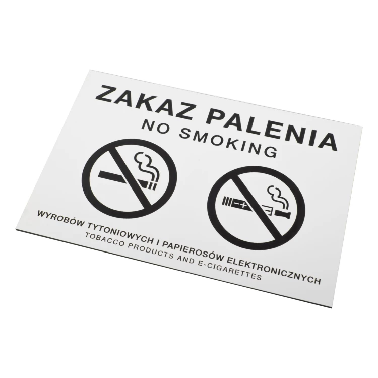 Biała tabliczka zakaz palenia papierosów - grawer laserem - wym. 160x110mm - Z014