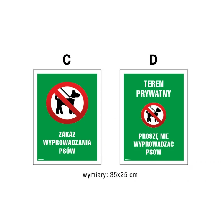 Tabliczka ostrzegawcza zakaz wyprowadzania psów - wym. 250x350mm - PVC - kolorowy druk UV - TAB152