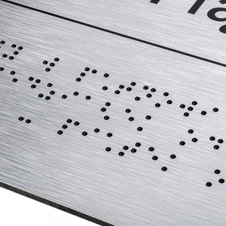 Tabliczka ze srebrnego dibondu z pismem Braille'a - wym. 420x300mm - TAB475 