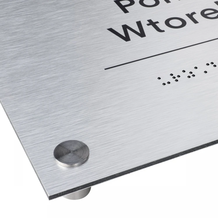 Tabliczka ze srebrnego dibondu z pismem Braille'a - wym. 420x300mm - TAB475 