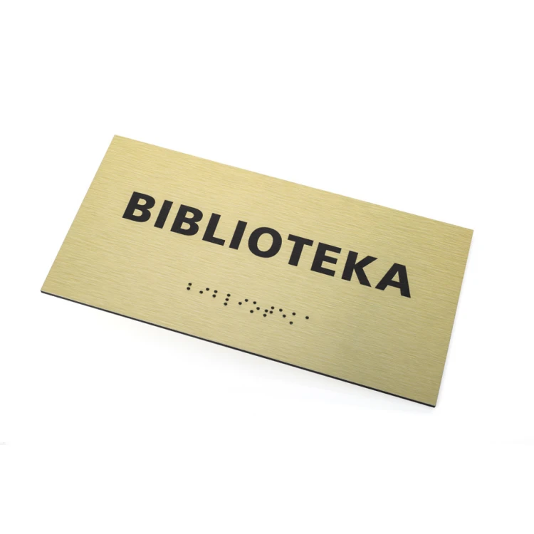 Tabliczka ze złotego dibondu z pismem Braille'a - wym. 200x100mm - TAB412