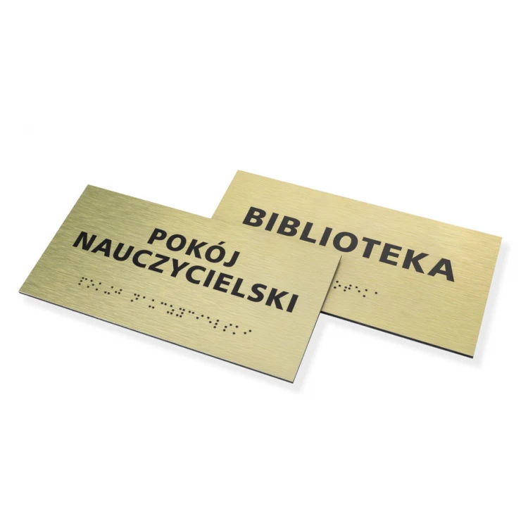 Tabliczka ze złotego dibondu z pismem Braille'a - wym. 200x100mm - TAB412