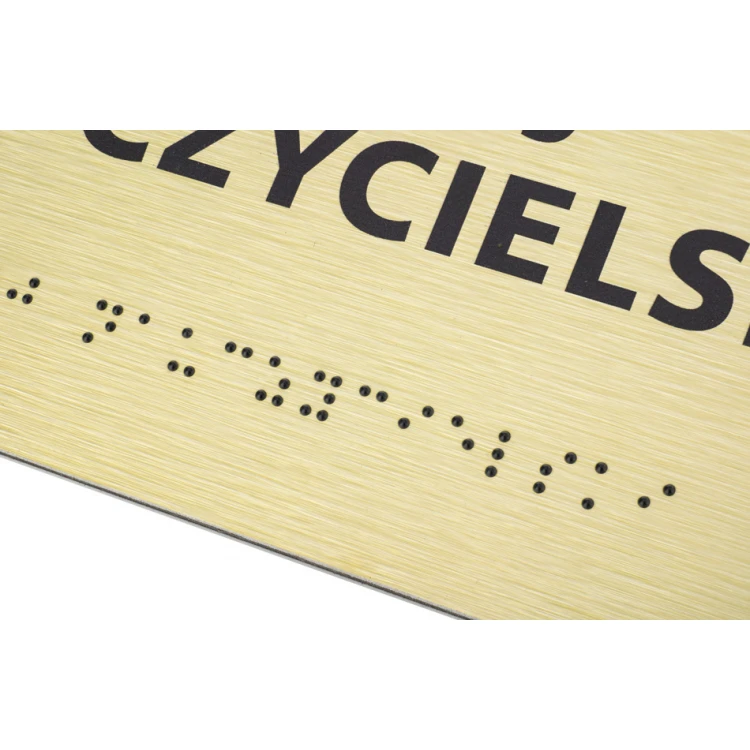 Tabliczka ze złotego dibondu z pismem Braille'a - wym. 200x100mm - TAB412