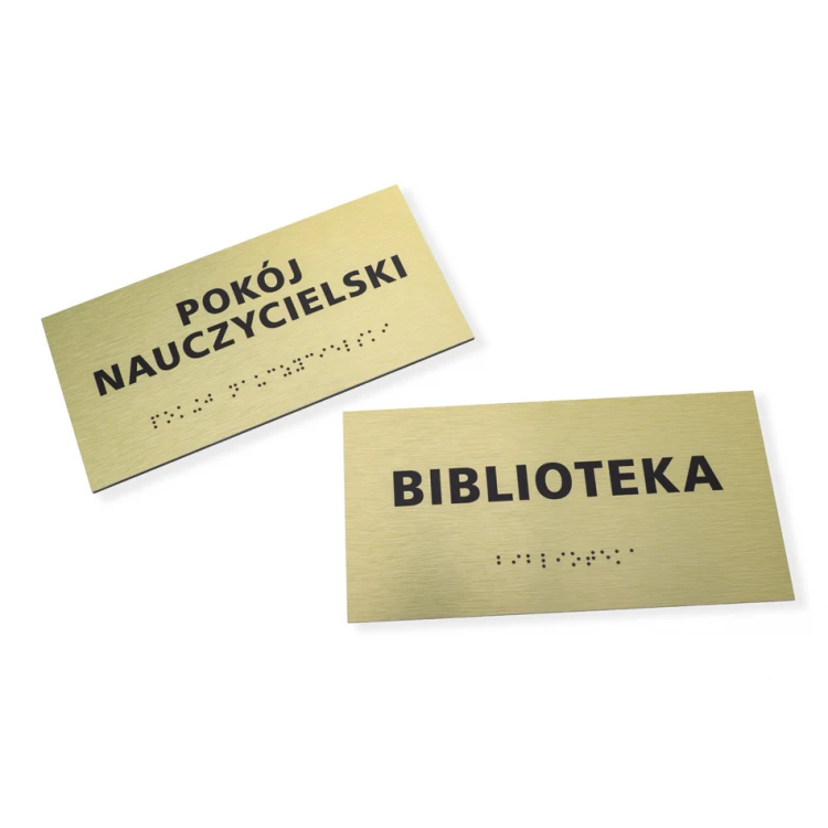 Tabliczka ze złotego dibondu z pismem Braille'a - wym. 200x100mm - TAB412