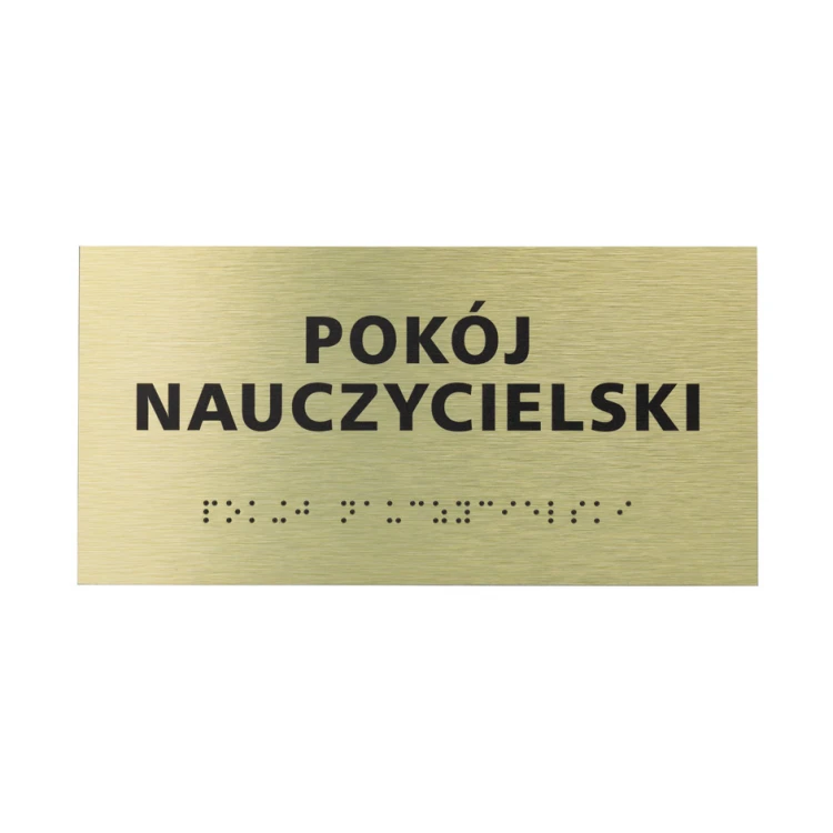 Tabliczka ze złotego dibondu z pismem Braille'a - wym. 200x100mm - TAB412