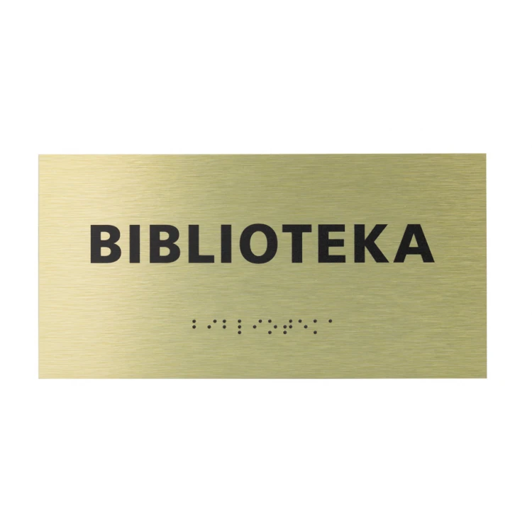 Tabliczka ze złotego dibondu z pismem Braille'a - wym. 200x100mm - TAB412
