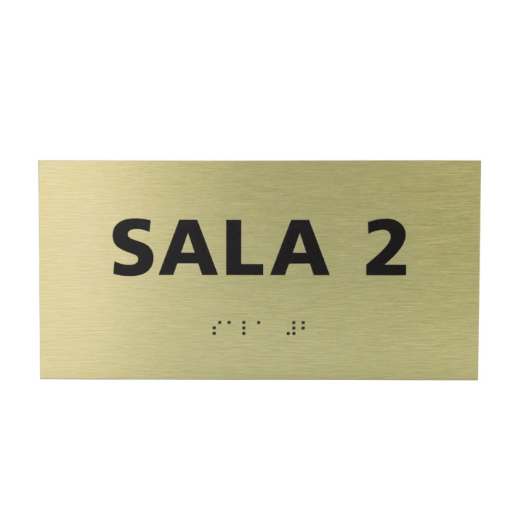 Tabliczka ze złotego dibondu z pismem Braille'a - wym. 200x100mm - TAB412