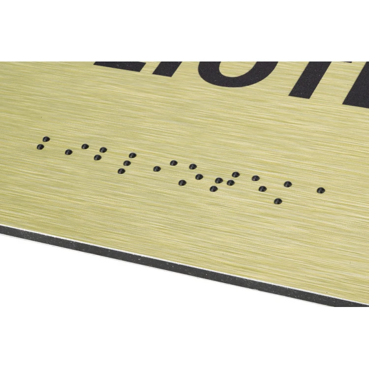 Tabliczka ze złotego dibondu z pismem Braille'a - wym. 200x100mm - TAB413 