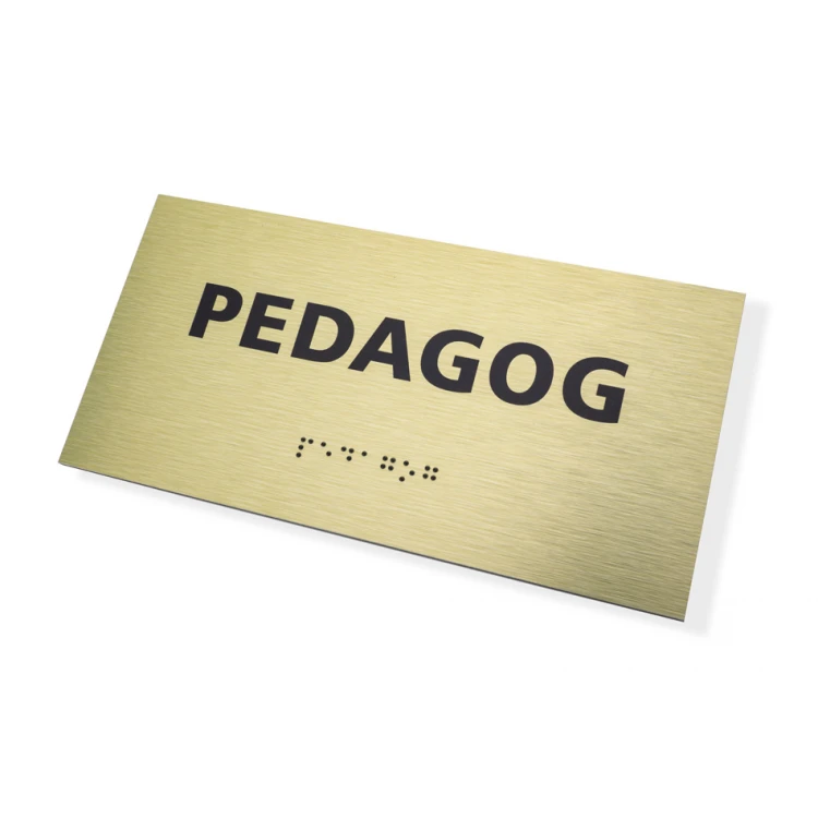 Tabliczka ze złotego dibondu z pismem Braille'a - wym. 200x100mm - TAB413 