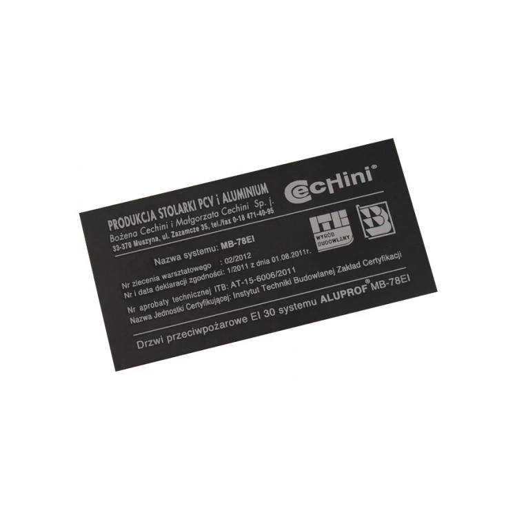 Tabliczka znamionowa - czarne aluminium anodowane 100x50mm