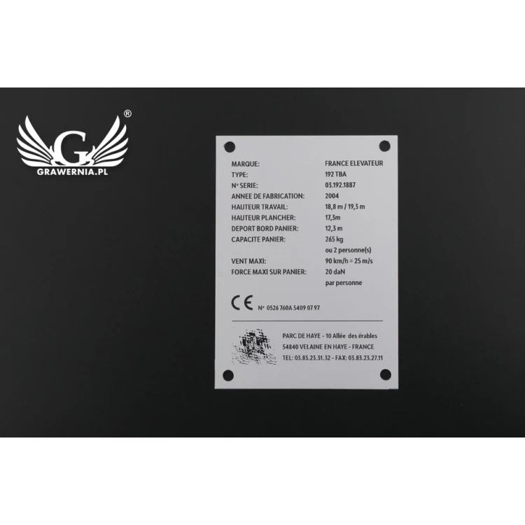 Tabliczka znamionowa grawerowana z aluminium aluply - wymiar 83x116mm - TAB086