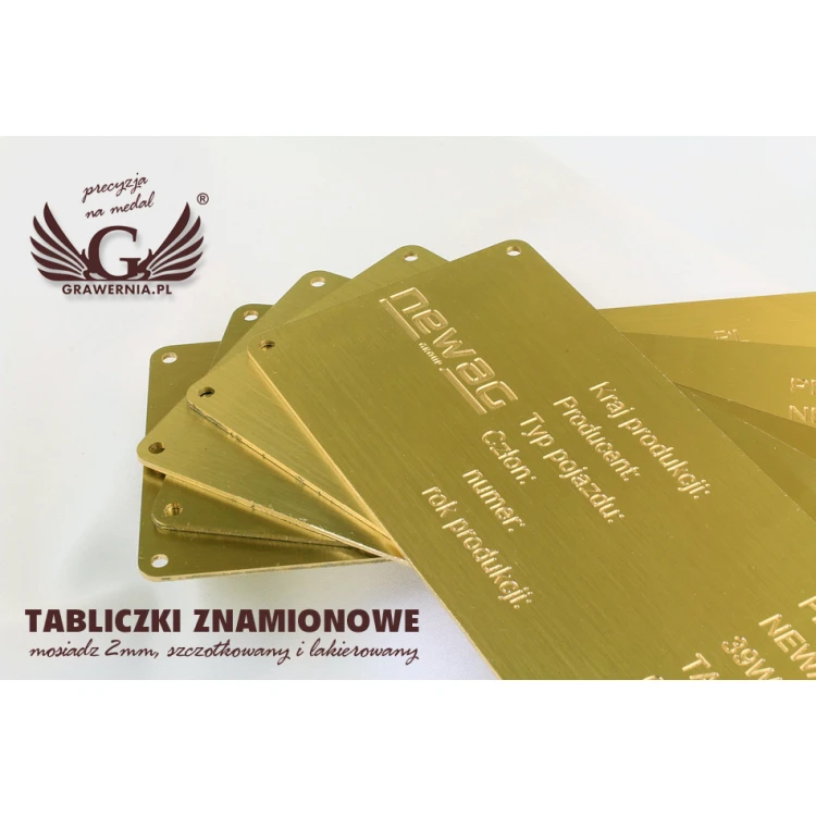 Tabliczka znamionowa - mosiądz szczotkowany i lakierowany - wym. 180x80mm