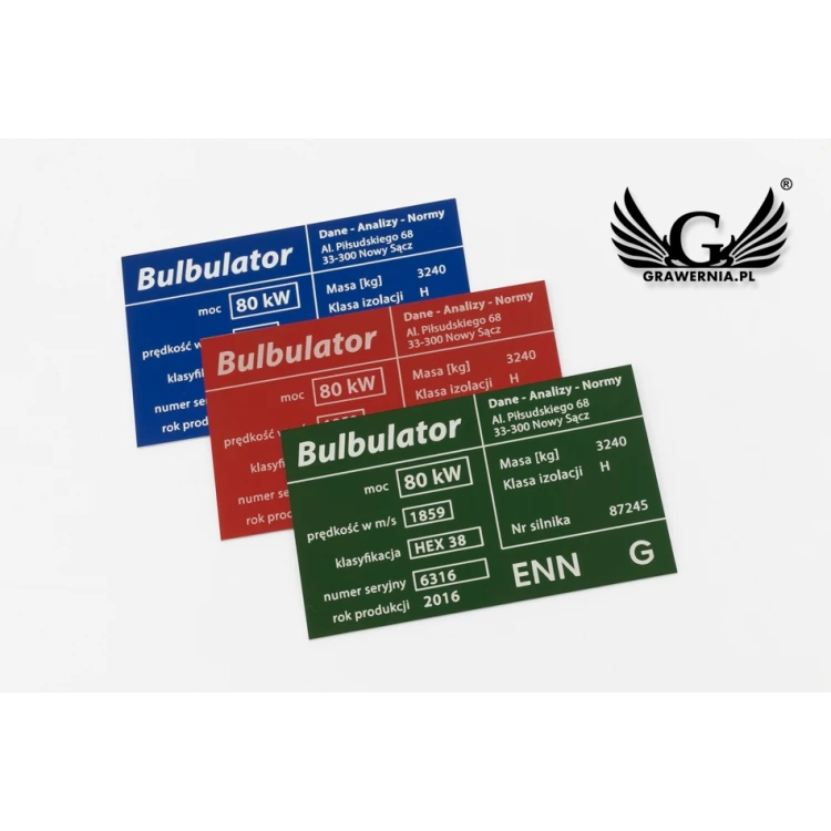Tabliczka znamionowa z aluminium - multikolor - znakowanie laserem CO2 -  wymiary: 100x60mm - TZN041