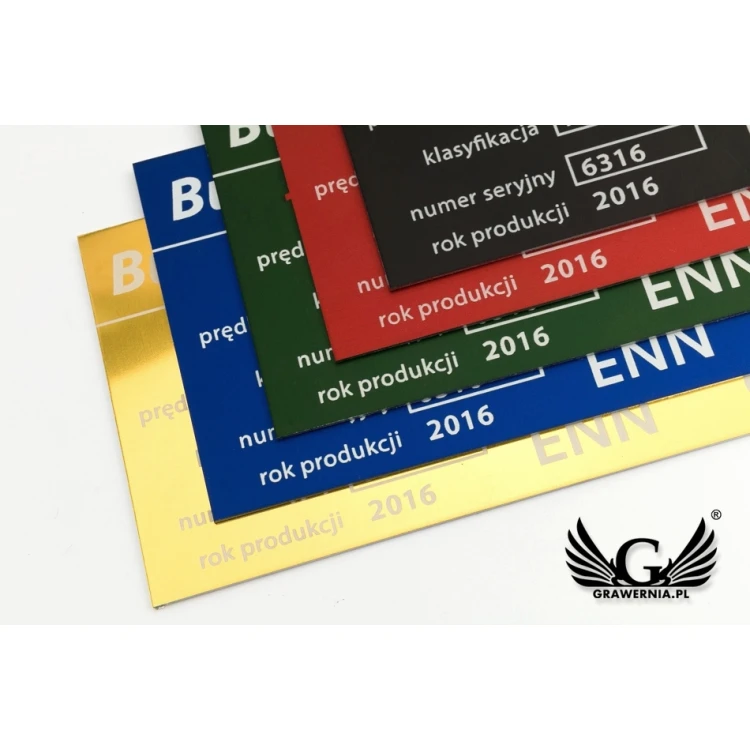 Tabliczka znamionowa z aluminium - multikolor - znakowanie laserem CO2 -  wymiary: 100x60mm - TZN041