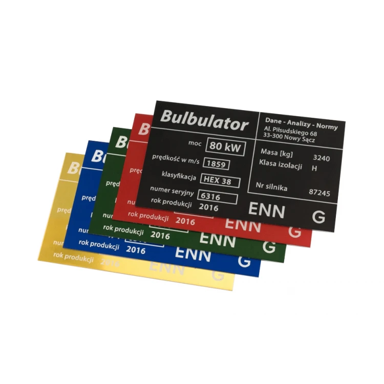 Tabliczka znamionowa z aluminium - multikolor - znakowanie laserem CO2 -  wymiary: 100x60mm - TZN041