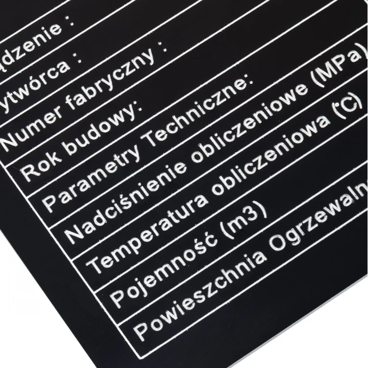 Tabliczka znamionowa z czarnego aluminium - grawer CNC - wymiary: 150x80mm - TZN049 
