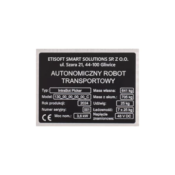Tabliczka znamionowa z czarnego aluminium anodowanego - wym. 80x60mm - TZN051