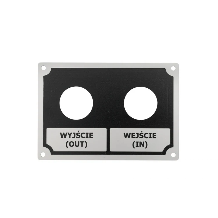 Tabliczka znamionowa ze srebrnego aluminium - grawer CNC i druk UV - wymiary: 130x90mm - TZN036