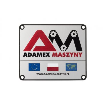 Tabliczka znamionowa ze srebrnego aluminium - druk UV - wymiary: 120x100mm - TZN048 