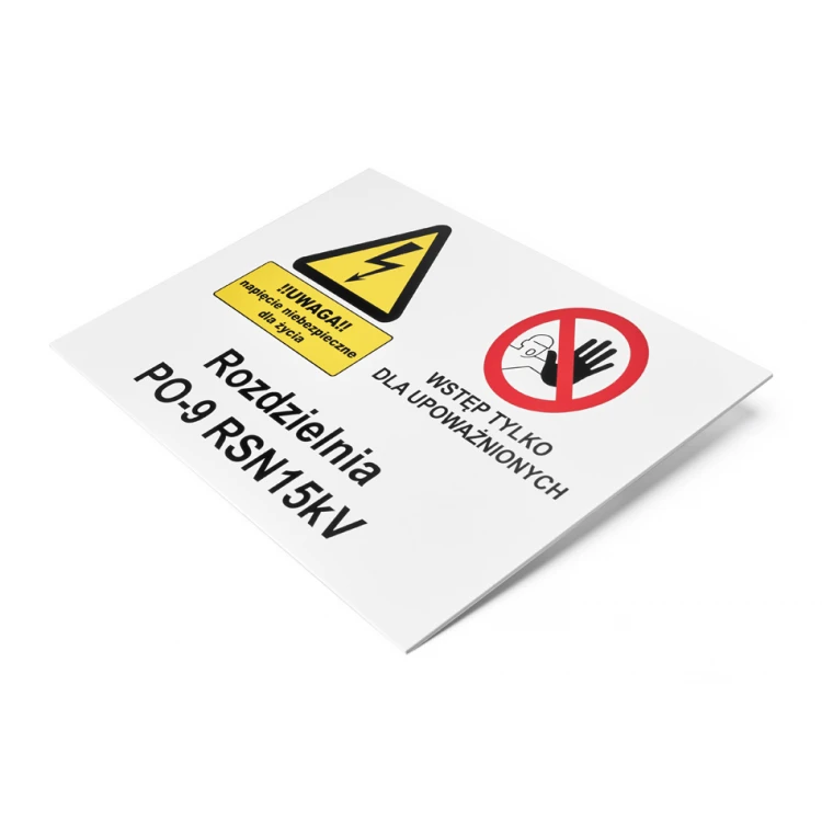 Tabliczka znamionowa ze znakami ostrzegawczymi - wym. 420x297mm (A3) - PVC - kolorowy druk UV - BHP187